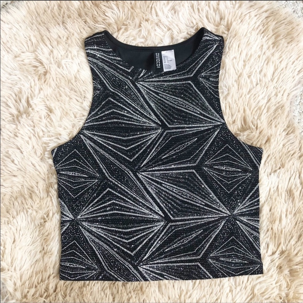 Black & Silver Sparkle Crop Top